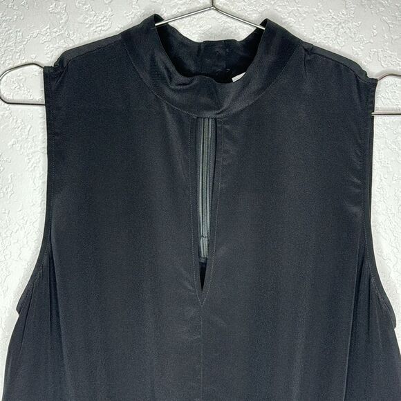 NWT FRAME Mock-Neck Sleeveless Party Top Medium Black Silk - Picture 4 of 14